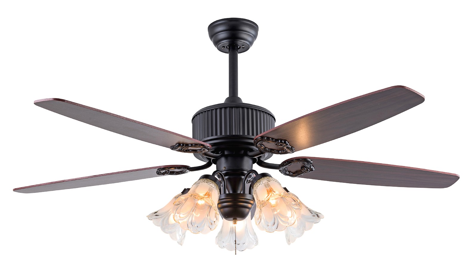 ZY1237-5 Black, D132*H50см, мотор медный 35W, 6 скоростей, пульт управления (1) вентилятор потолочны