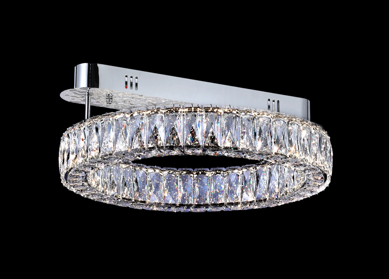 БЖ502/500*1 CR Led 3000+4000+6500K, 121W, диммер, хрусталь К9, размер: D500*H200мм (1) светильник по