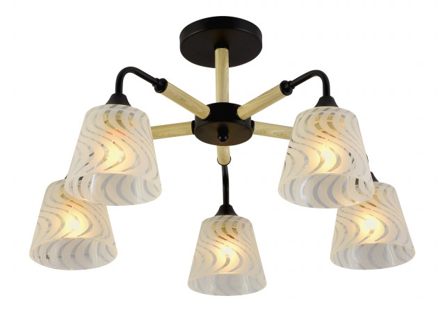 МС-XA1371B/5 BK+WOOD (4) светильник потолочный