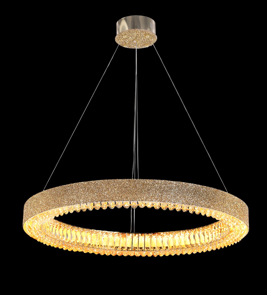 БЖ523/800 GD Led 3000+4000+6500K, 508W, диммер, хрусталь К9, размер: D800*H100/1000мм (1) светильник