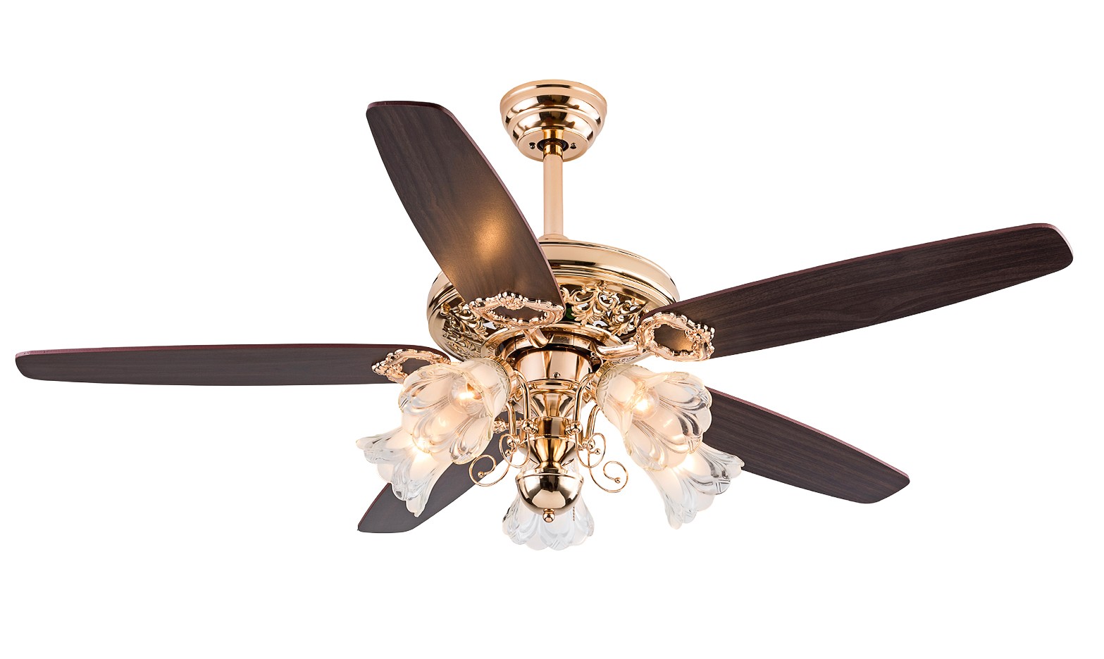 ZY1239-5 Gold, D132*H50см, мотор медный 35W, 6 скоростей, пульт управления (1) вентилятор потолочный