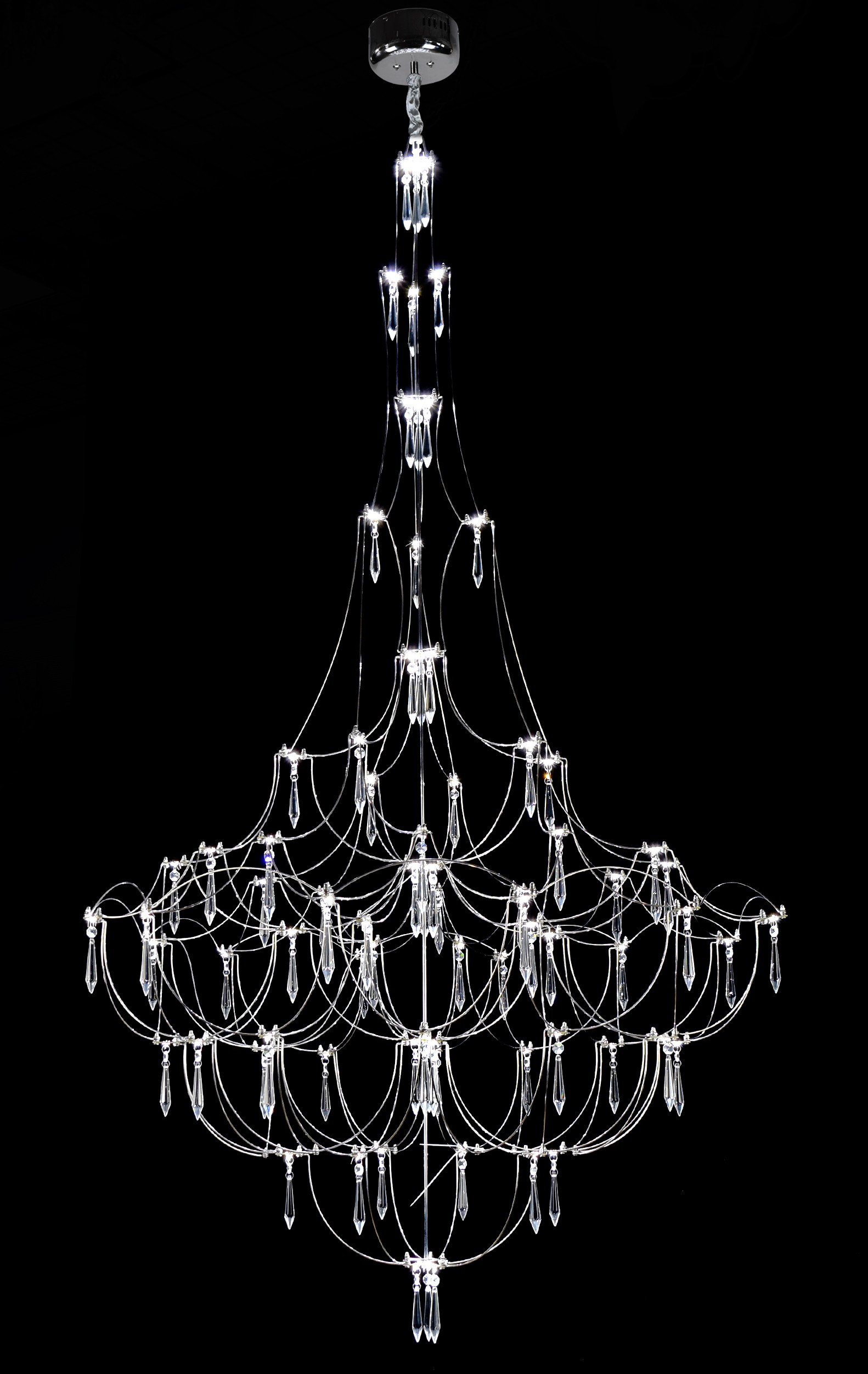 9026 CR D1000*H1700, Led 3000+4000+6500K, 225W, диммер, хрусталь К9, (1) светильник потолочный