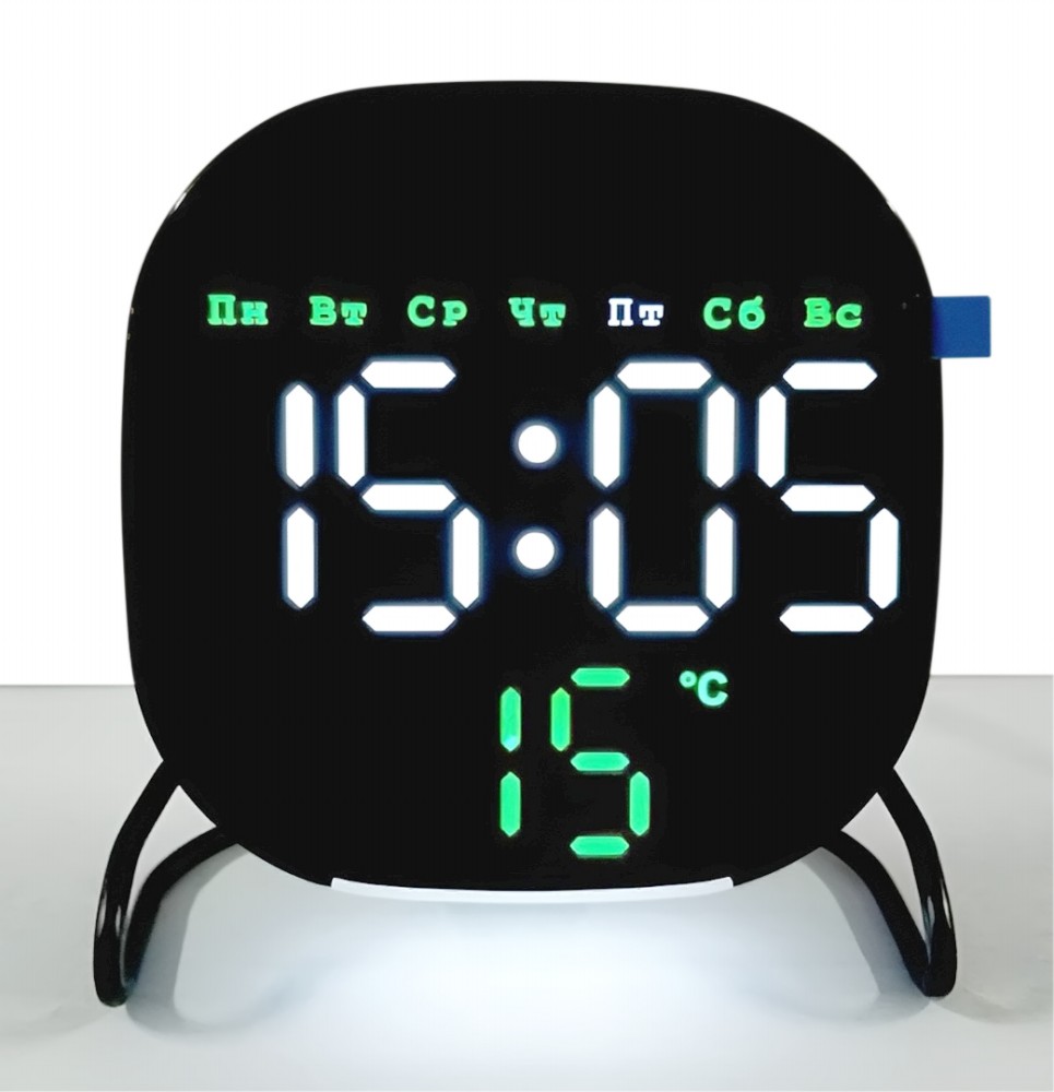 2814X-6BL черн-бел (в кор.1шт.) - Светодиодные часы. Часы работают от USB, есть резервное питание от