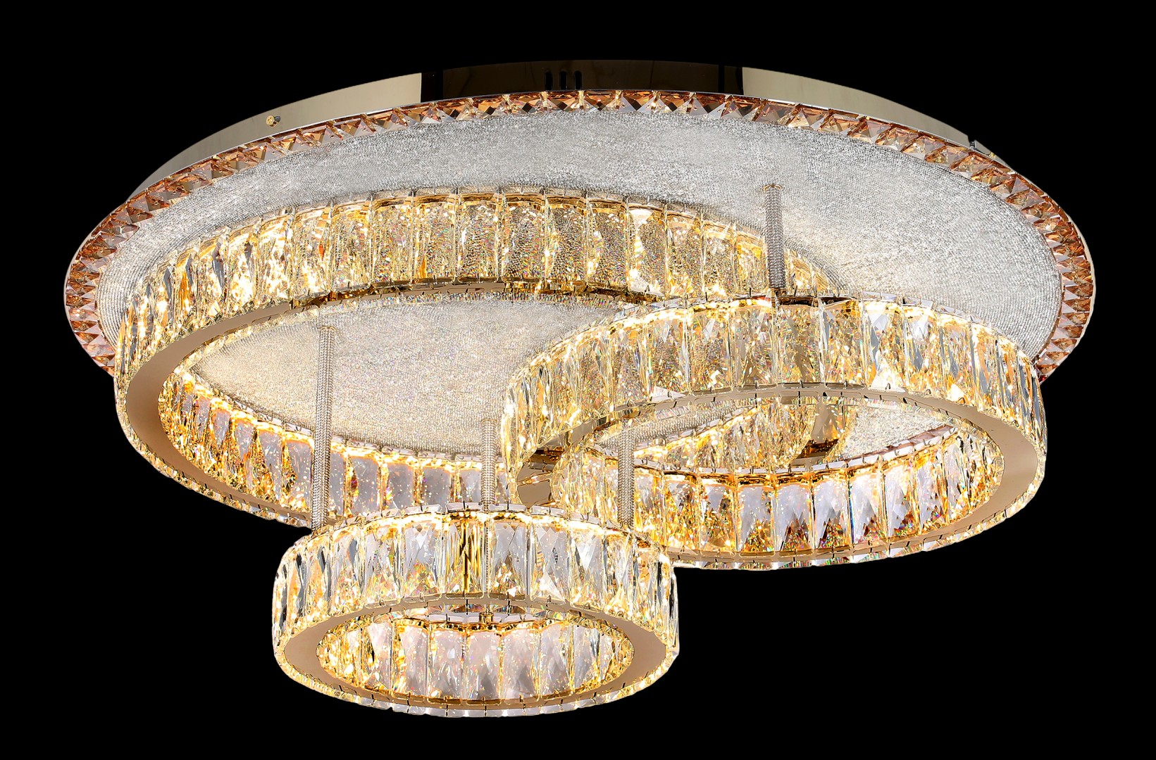 БЖ526/800 GD Led 3000+4000+6500K, 332W, диммер, хрусталь К9, размер: D800*H300мм (1) светильник пото